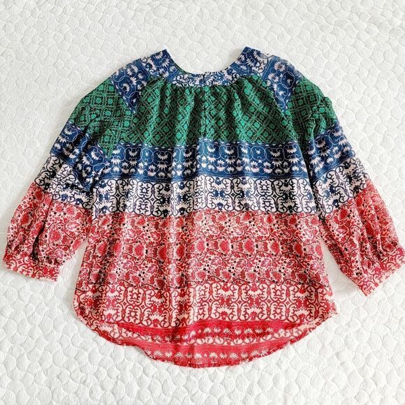 Collective Concepts blouse chiffon top patterned colorful small boho - Picture 1 of 7